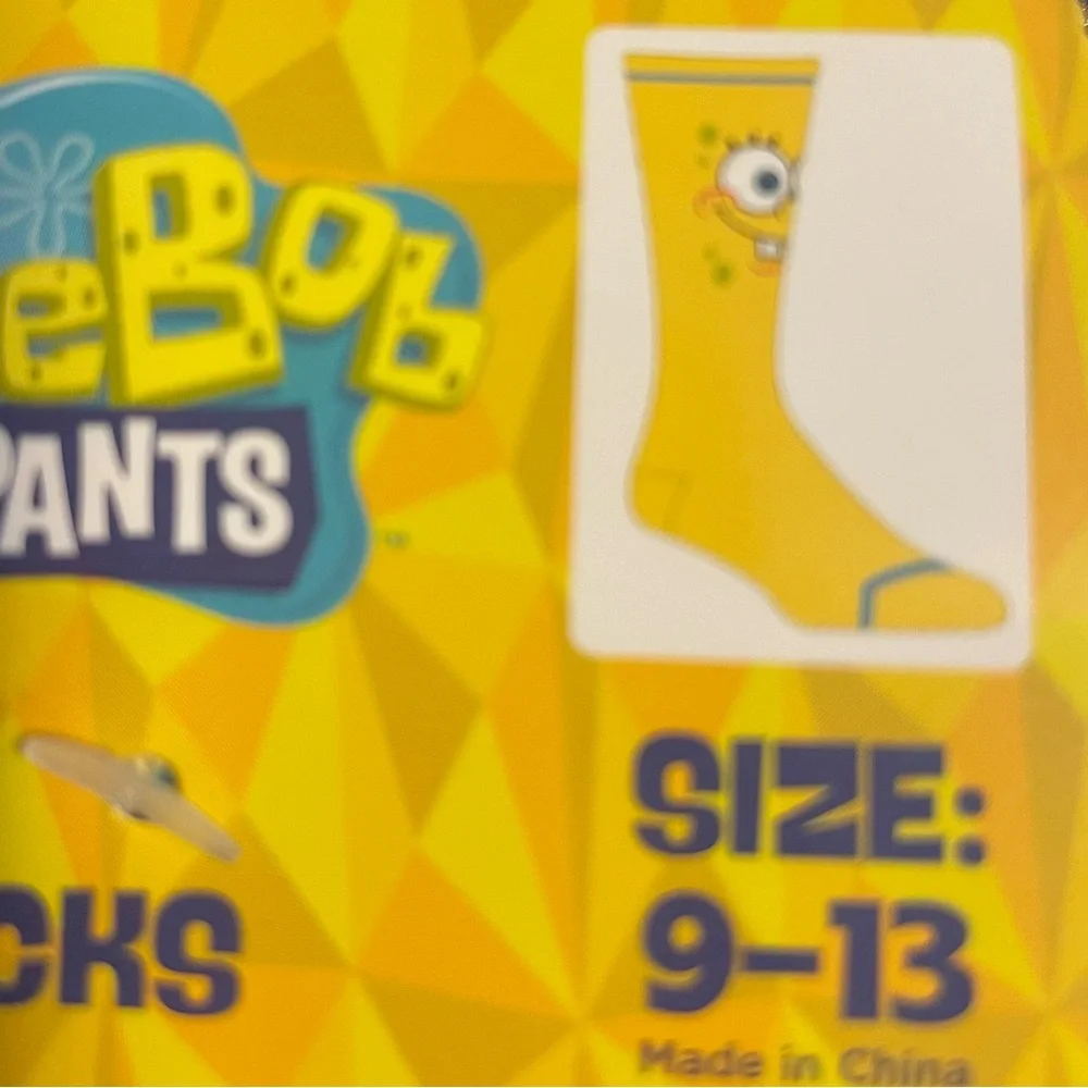 SpongeBob SquarePants Vibrant Yellow Socks Size 9-13